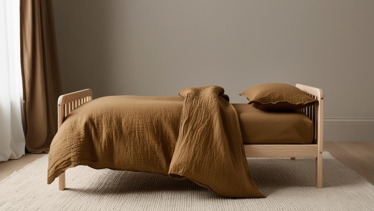 Crinkled cotton bedset — Caramel colourway