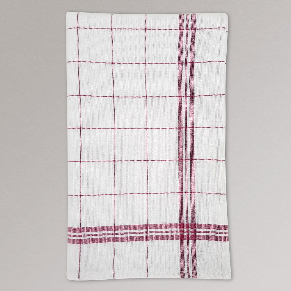 Woven cotton tea towels with check border