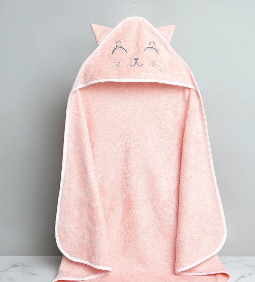 Cat-design hooded baby towel